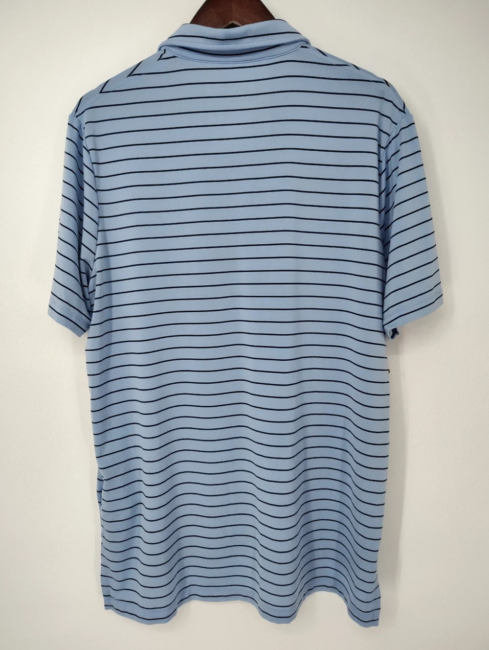 Polo by Ralph Lauren Mens Light Blue Black Striped Polo with Red Logo Size Large